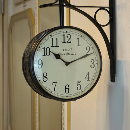 時計 駅舎時計 両面文字盤時計 壁掛け時計 掛時計 両面時計 オシャレ おしゃれ ステーションクロック ウォールクロック クロック EthnicClockMakerts 306010BK