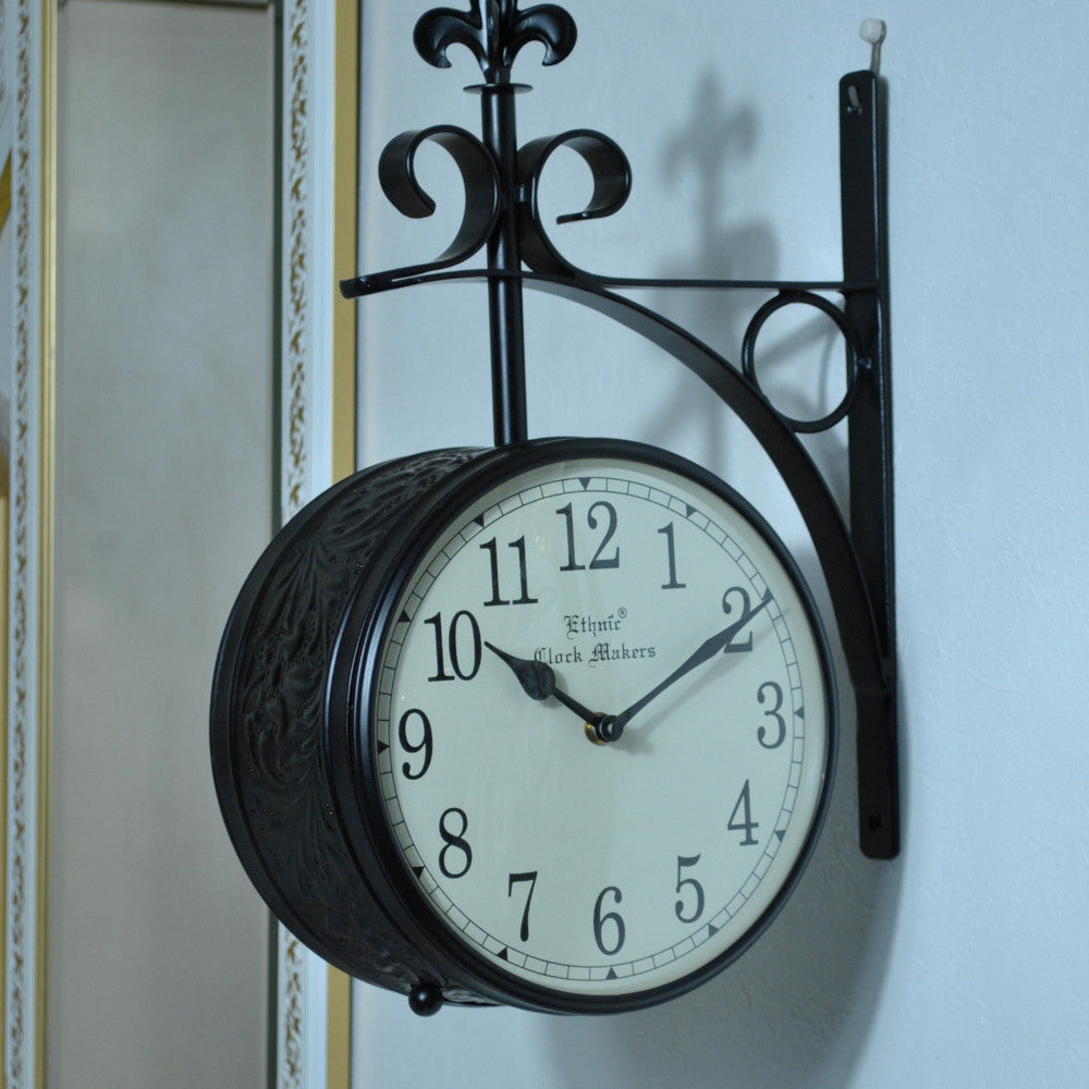 時計 駅舎時計 両面文字盤時計 壁掛け時計 掛時計 両面時計 オシャレ おしゃれ ステーションクロック ウォールクロック クロック EthnicClockMakerts 306010BK