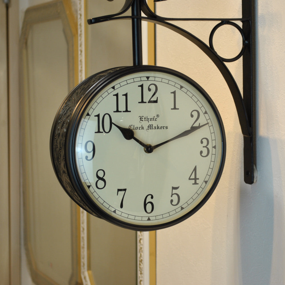 時計 駅舎時計 両面文字盤時計 壁掛け時計 掛時計 両面時計 オシャレ おしゃれ ステーションクロック ウォールクロック クロック EthnicClockMakerts 306010BK