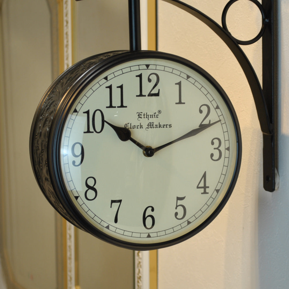 時計 駅舎時計 両面文字盤時計 壁掛け時計 掛時計 両面時計 オシャレ おしゃれ ステーションクロック ウォールクロック クロック EthnicClockMakerts 306010BK