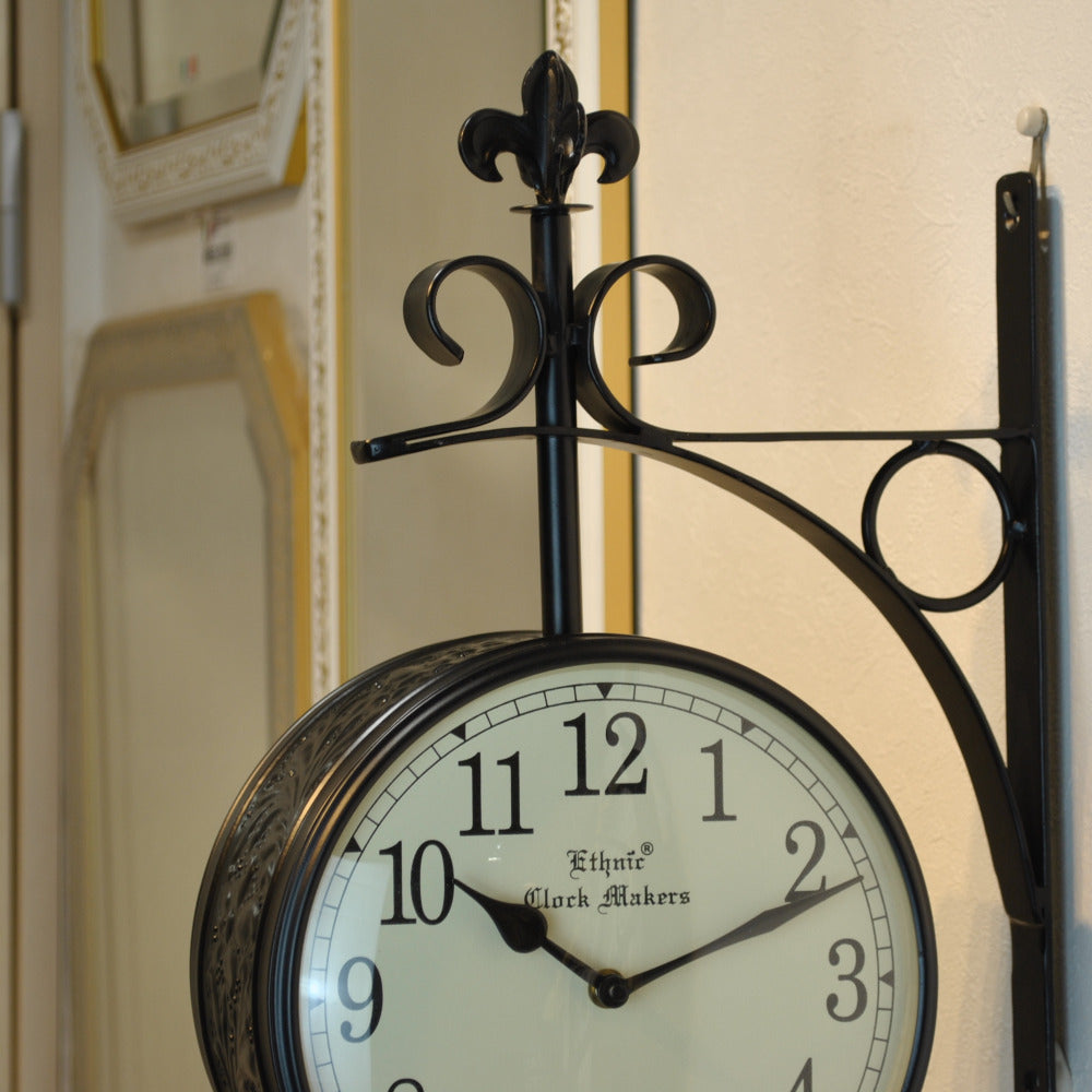 時計 駅舎時計 両面文字盤時計 壁掛け時計 掛時計 両面時計 オシャレ おしゃれ ステーションクロック ウォールクロック クロック EthnicClockMakerts 306010BK