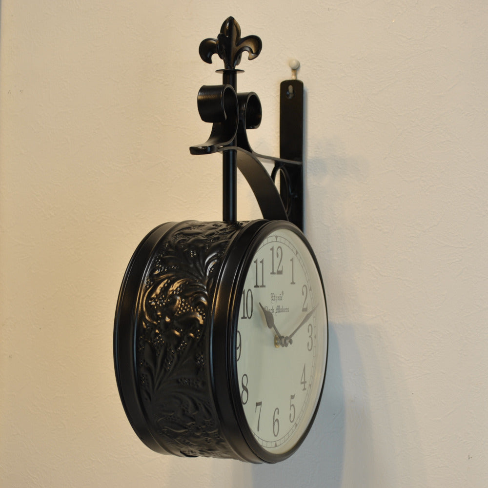 時計 駅舎時計 両面文字盤時計 壁掛け時計 掛時計 両面時計 オシャレ おしゃれ ステーションクロック ウォールクロック クロック EthnicClockMakerts 306010BK