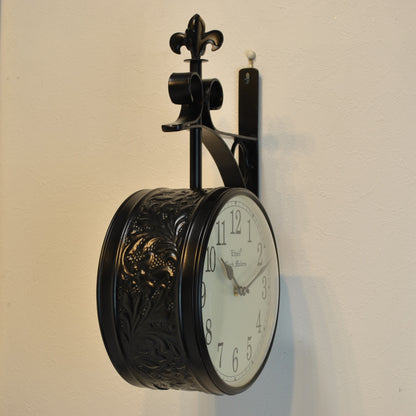 時計 駅舎時計 両面文字盤時計 壁掛け時計 掛時計 両面時計 オシャレ おしゃれ ステーションクロック ウォールクロック クロック EthnicClockMakerts 306010BK