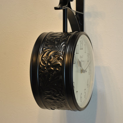 時計 駅舎時計 両面文字盤時計 壁掛け時計 掛時計 両面時計 オシャレ おしゃれ ステーションクロック ウォールクロック クロック EthnicClockMakerts 306010BK