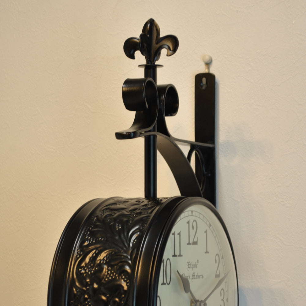 時計 駅舎時計 両面文字盤時計 壁掛け時計 掛時計 両面時計 オシャレ おしゃれ ステーションクロック ウォールクロック クロック EthnicClockMakerts 306010BK