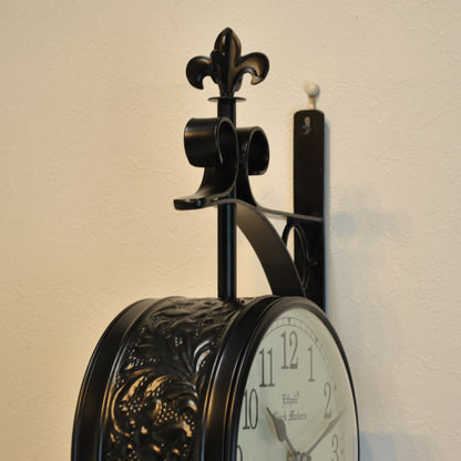 時計 駅舎時計 両面文字盤時計 壁掛け時計 掛時計 両面時計 オシャレ おしゃれ ステーションクロック ウォールクロック クロック EthnicClockMakerts 306010BK