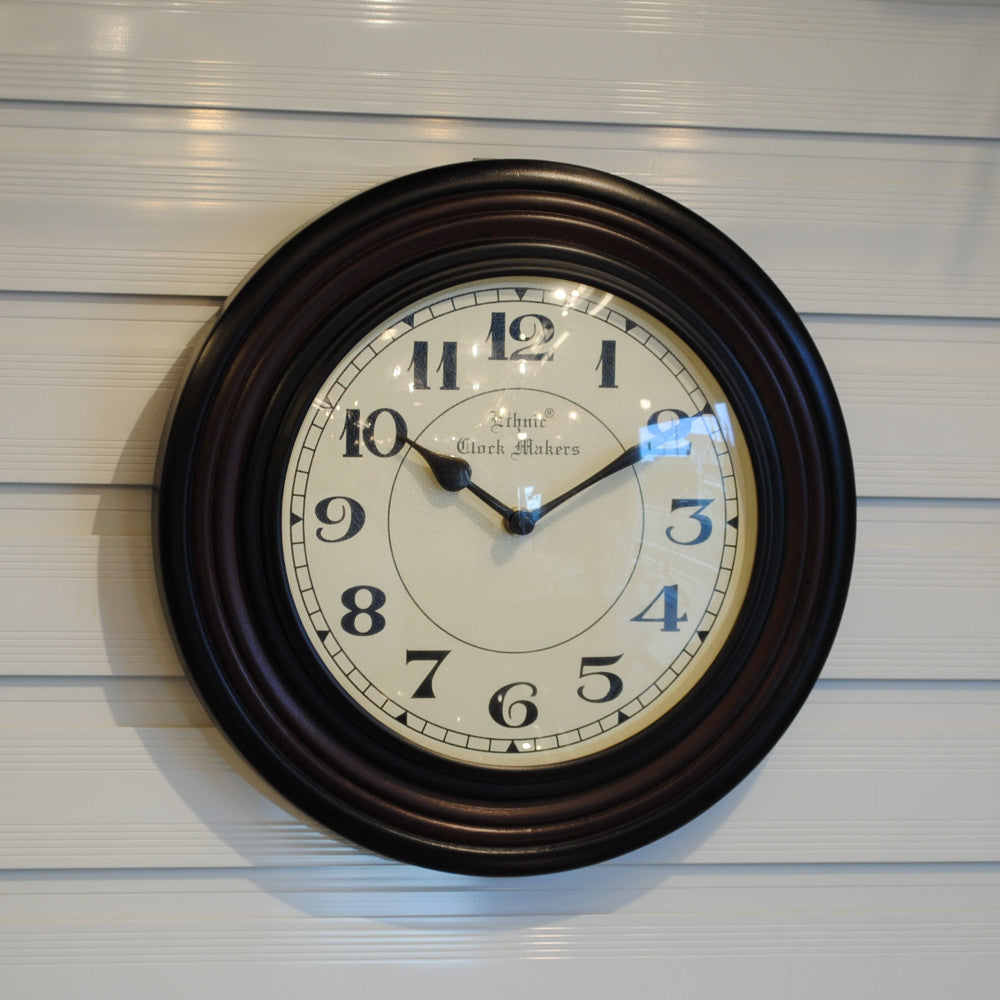 時計 掛時計 壁掛け時計 ウォールクロック 丸型時計 木製時計 クラシック時計 エスニッククロックマーケット EthnicClockMakerts 306013