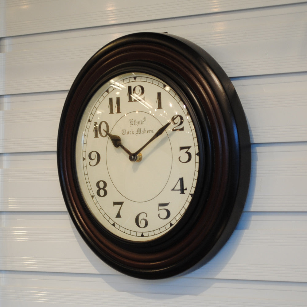 時計 掛時計 壁掛け時計 ウォールクロック 丸型時計 木製時計 クラシック時計 エスニッククロックマーケット EthnicClockMakerts 306013
