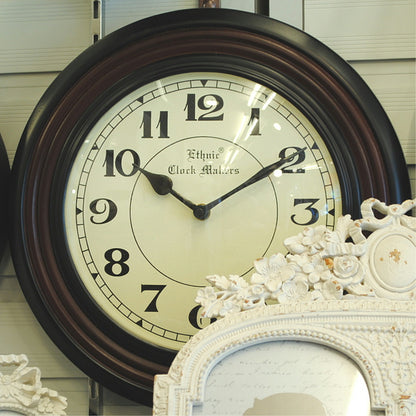 時計 掛時計 壁掛け時計 ウォールクロック 丸型時計 木製時計 クラシック時計 エスニッククロックマーケット EthnicClockMakerts 306013