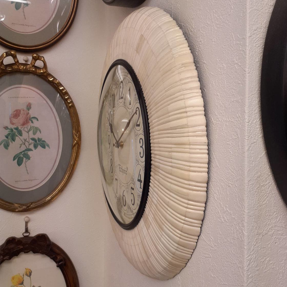時計 掛時計 ウォールクロック 丸 象嵌 BONE ボーン Ethnic clock Makerts エスニック クロック マーケット 0328018 クラシック