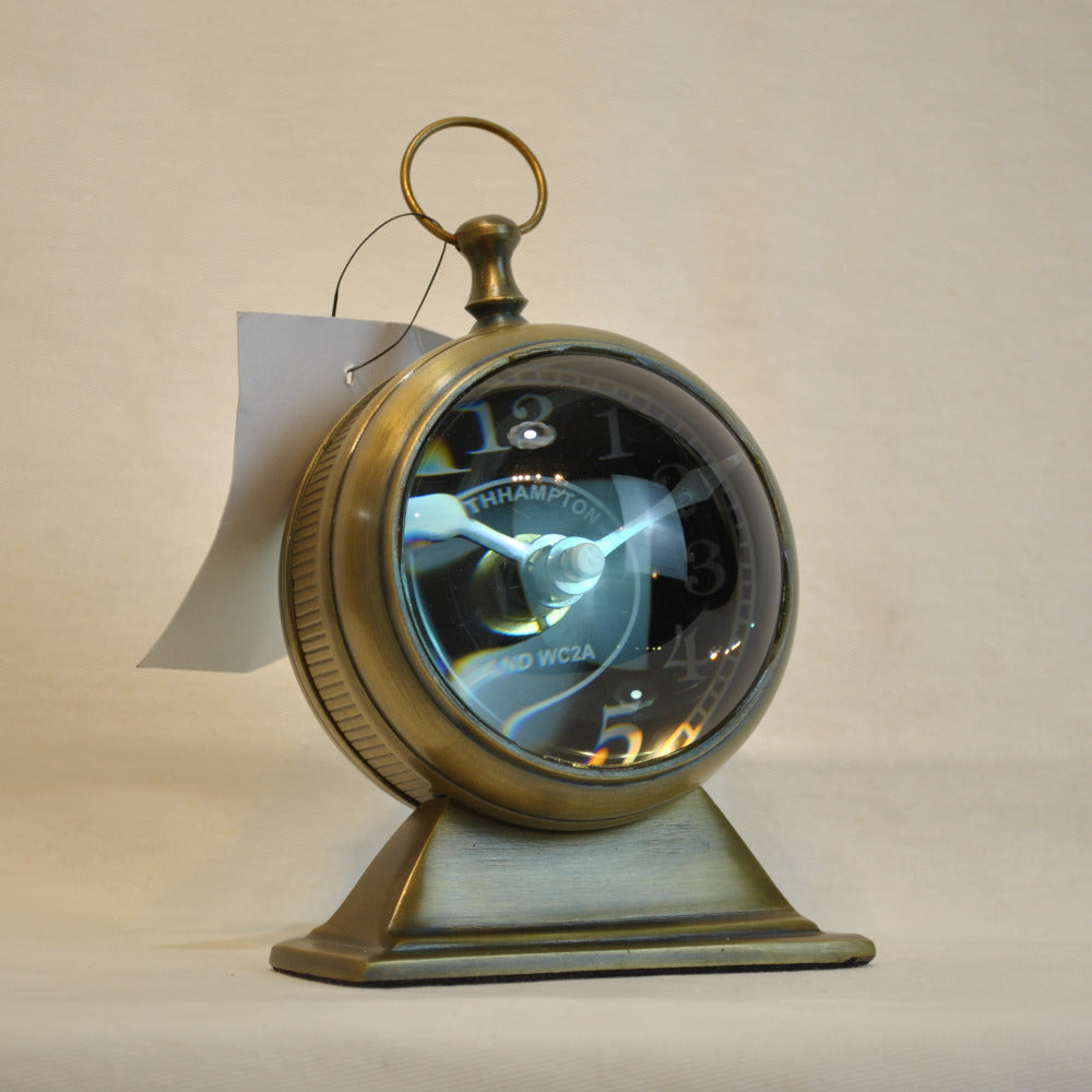 時計 球型置時計 レンズ時計 置時計 インテリア時計 真鍮製時計 インテリア雑貨 テーブルクロック アンティーク風置時計 真鍮雑貨 310002