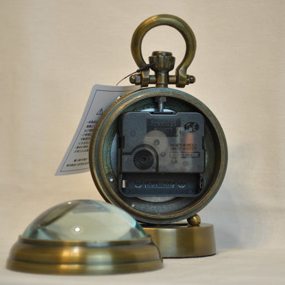 時計 球型置時計 レンズ時計 置時計 インテリア時計 真鍮製時計 インテリア雑貨 テーブルクロック アンティーク風置時計 真鍮雑貨 310003