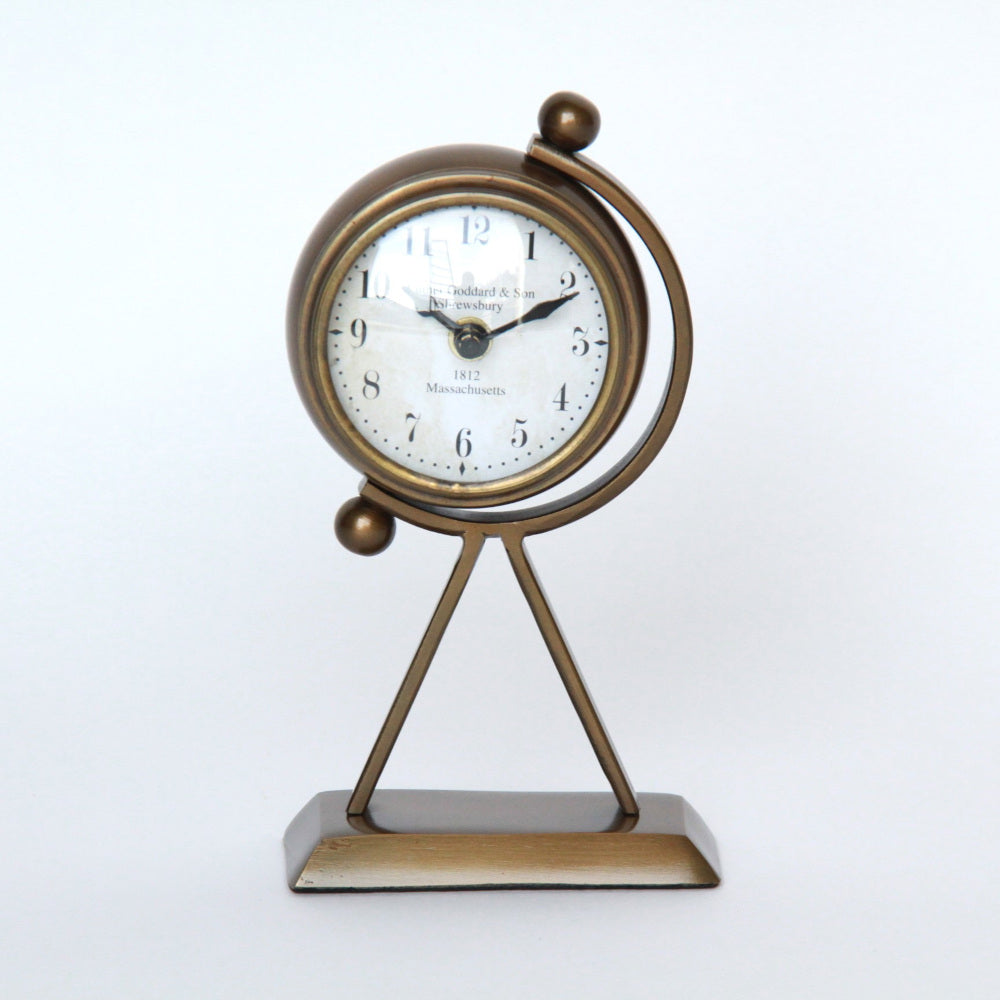 時計 地球儀型 置時計 地球儀型置時計 地球儀型時計 インテリア時計 真鍮製時計 インテリア雑貨 テーブルクロック アンティーク風置時計 真鍮雑貨 310004