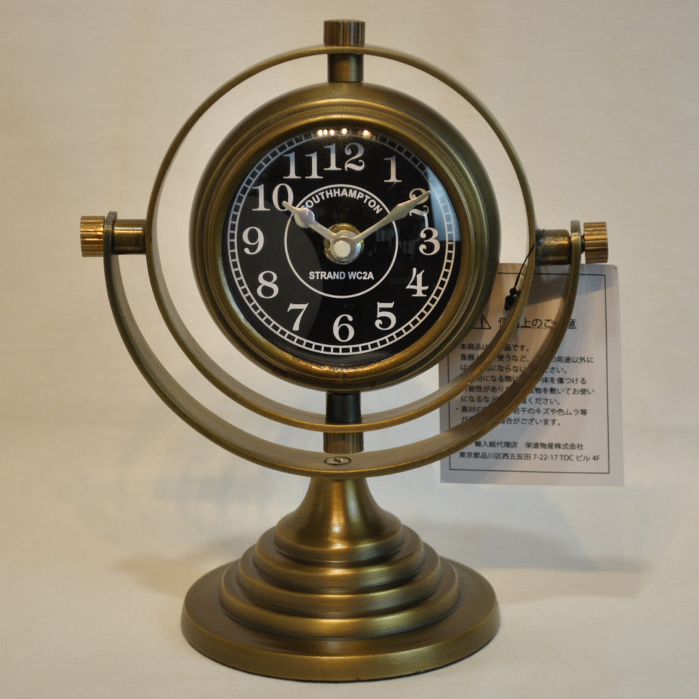 時計 天球儀型 置時計 天球儀型置時計 天球儀型時計 インテリア時計 真鍮製時計 インテリア雑貨 テーブルクロック アンティーク風置時計 真鍮雑貨 310005