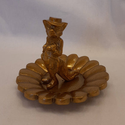 プレート アクセサリートレイ ブレスレッドホルダー 狐オブジェ 狐男爵 キタキツネ 置物 オーナメント アニマルトレイ アルミニウム製トレイ 小物入れ アンティーク風トレイ 雑貨 325051