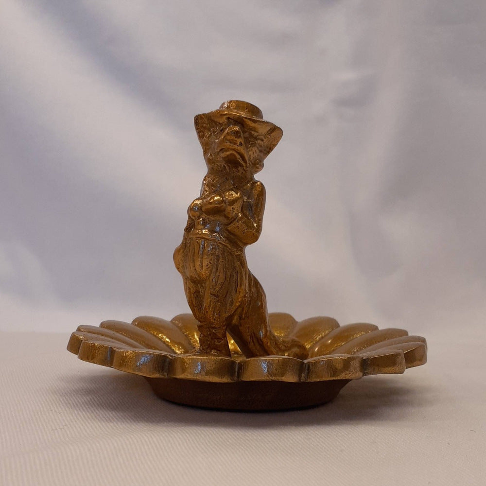 プレート アクセサリートレイ ブレスレッドホルダー 狐オブジェ 狐男爵 キタキツネ 置物 オーナメント アニマルトレイ アルミニウム製トレイ 小物入れ アンティーク風トレイ 雑貨 325051