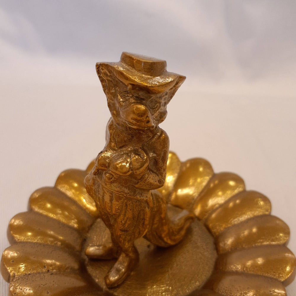 プレート アクセサリートレイ ブレスレッドホルダー 狐オブジェ 狐男爵 キタキツネ 置物 オーナメント アニマルトレイ アルミニウム製トレイ 小物入れ アンティーク風トレイ 雑貨 325051