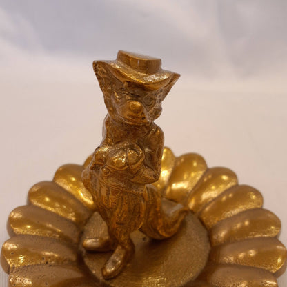 プレート アクセサリートレイ ブレスレッドホルダー 狐オブジェ 狐男爵 キタキツネ 置物 オーナメント アニマルトレイ アルミニウム製トレイ 小物入れ アンティーク風トレイ 雑貨 325051