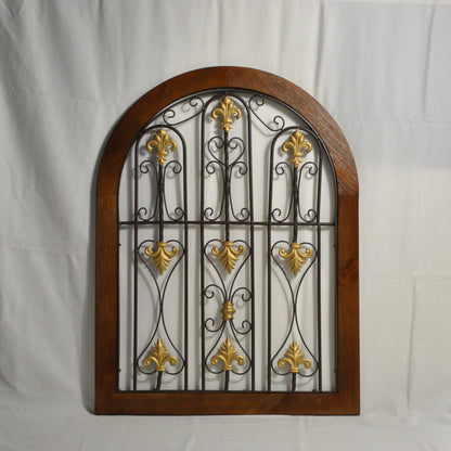 壁飾り ロートアイアン 壁掛けボード ウォールデコレーション 半円形 パネル アンティーク風パネル壁掛け 鉄製壁掛け額 350013