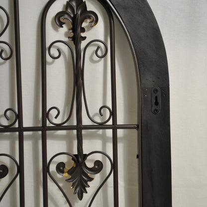 壁飾り ロートアイアン 壁掛けボード ウォールデコレーション 半円形 パネル アンティーク風パネル壁掛け 鉄製壁掛け額 350013