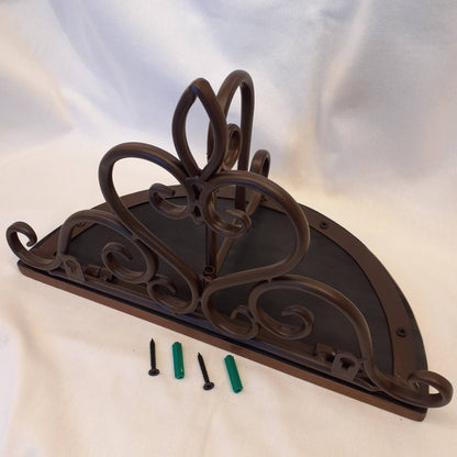 ウォールシェルフ 壁掛け花台 アイアン 天然無垢材天板 木製天板 ハーフムーン天板 アンティーク調 壁掛け棚 ハーフムーンタイプ 350014