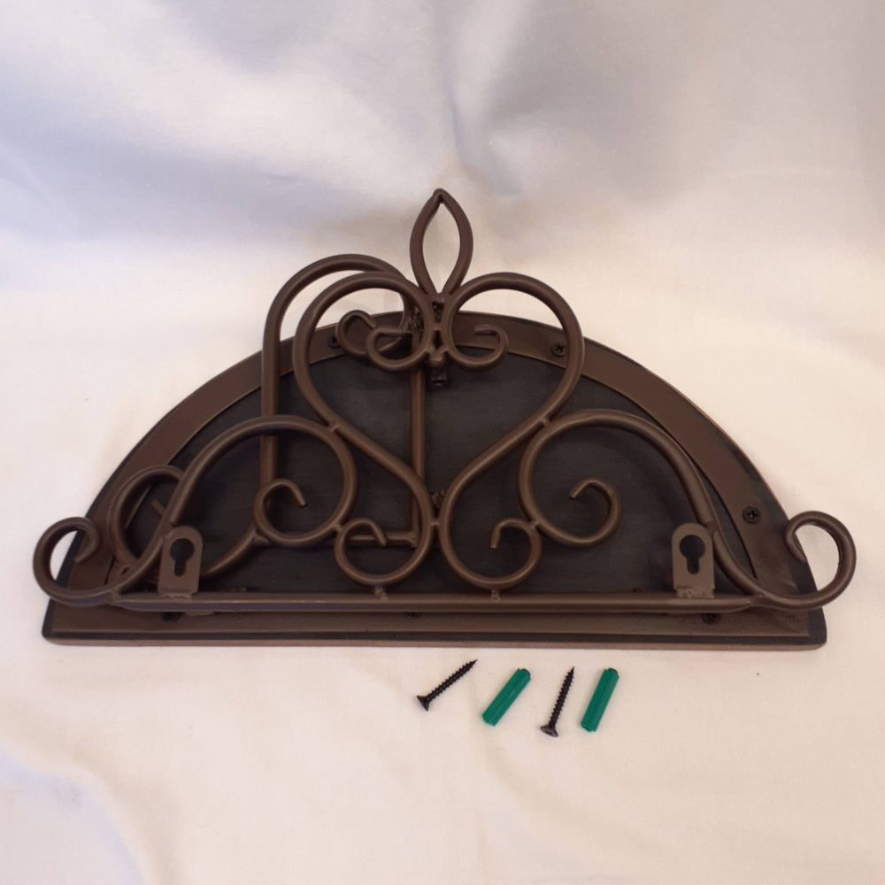 ウォールシェルフ 壁掛け花台 アイアン 天然無垢材天板 木製天板 ハーフムーン天板 アンティーク調 壁掛け棚 ハーフムーンタイプ 350014