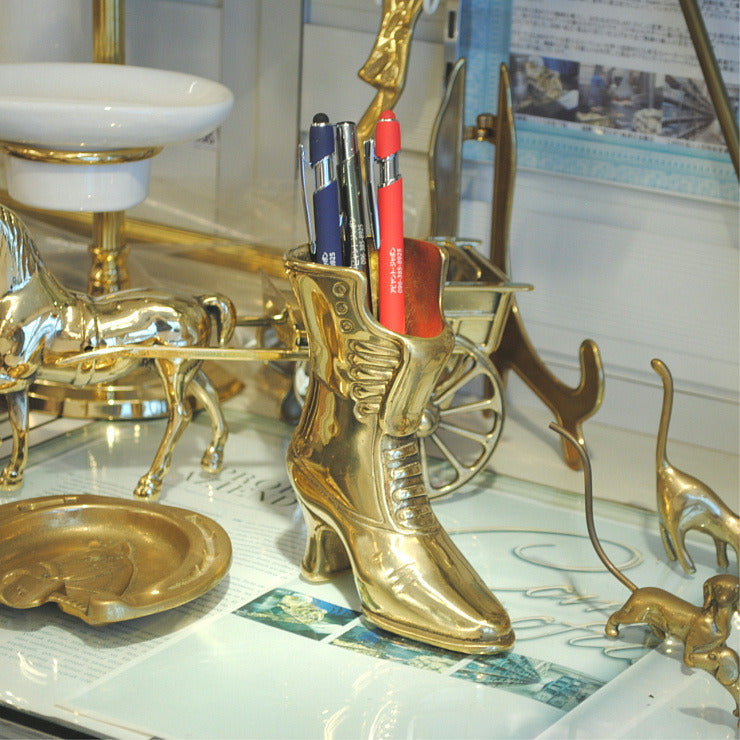 ブーツ 靴 パスタスケール ペン立て 真鍮 ブラス イタリア製 アンティーク調 雑貨 388286