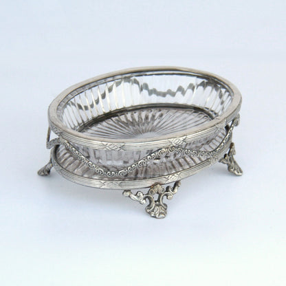 トレイ 切子ガラストレイ グラストレイ 真鍮製トレイ ガラストレイ 小物入れ アンティーク風ガラス器 真鍮雑貨 7347040