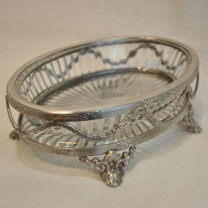 トレイ 切子ガラストレイ グラストレイ 真鍮製トレイ ガラストレイ 小物入れ アンティーク風ガラス器 真鍮雑貨 7347040