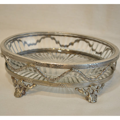 トレイ 切子ガラストレイ グラストレイ 真鍮製トレイ ガラストレイ 小物入れ アンティーク風ガラス器 真鍮雑貨 7347040