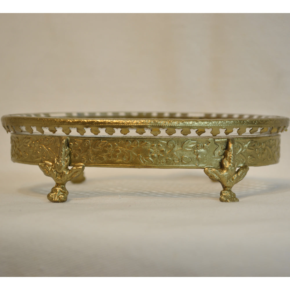 ソープディッシュ 石鹸置き グラスボウル 真鍮製 トレイ ガラストレイ 小物入れ アンティーク風ガラス器 真鍮雑貨 7347065