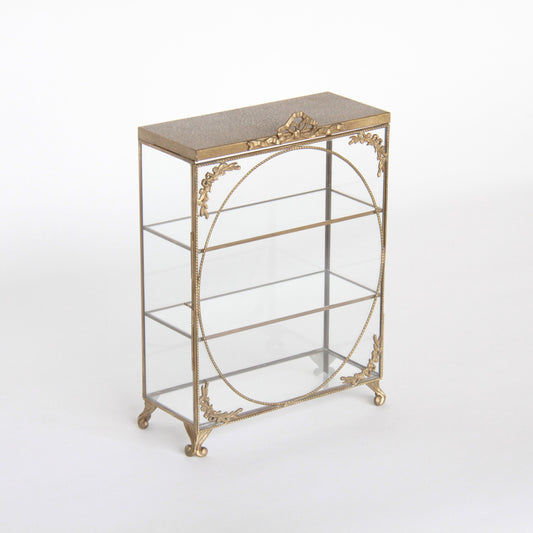 アクセサリーキャビネット キュリオケース 真鍮製 ガラスケース 3段キャビネット ガラスドアキャビネット アクセサリーケース ディスプレイキャビネット 7347075