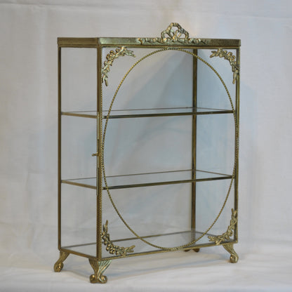 アクセサリーキャビネット キュリオケース 真鍮製 ガラスケース 3段キャビネット ガラスドアキャビネット アクセサリーケース ディスプレイキャビネット 7347075