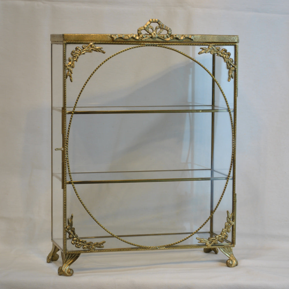 アクセサリーキャビネット キュリオケース 真鍮製 ガラスケース 3段キャビネット ガラスドアキャビネット アクセサリーケース ディスプレイキャビネット 7347075