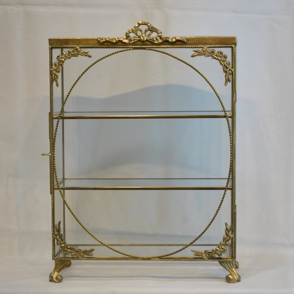 アクセサリーキャビネット キュリオケース 真鍮製 ガラスケース 3段キャビネット ガラスドアキャビネット アクセサリーケース ディスプレイキャビネット 7347075