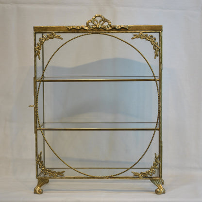 アクセサリーキャビネット キュリオケース 真鍮製 ガラスケース 3段キャビネット ガラスドアキャビネット アクセサリーケース ディスプレイキャビネット 7347075