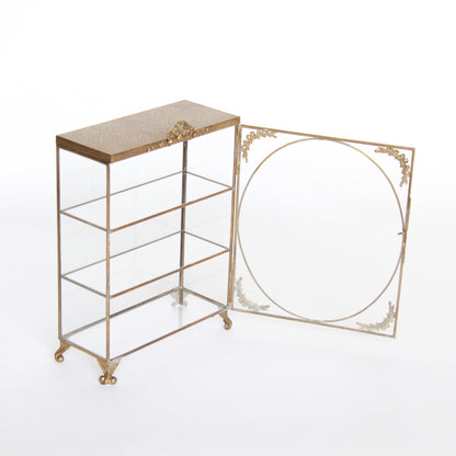 アクセサリーキャビネット キュリオケース 真鍮製 ガラスケース 3段キャビネット ガラスドアキャビネット アクセサリーケース ディスプレイキャビネット 7347075