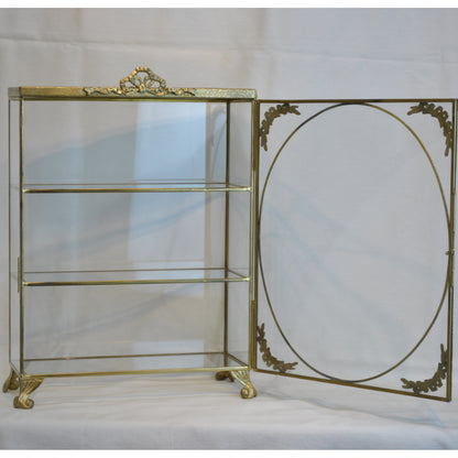 アクセサリーキャビネット キュリオケース 真鍮製 ガラスケース 3段キャビネット ガラスドアキャビネット アクセサリーケース ディスプレイキャビネット 7347075