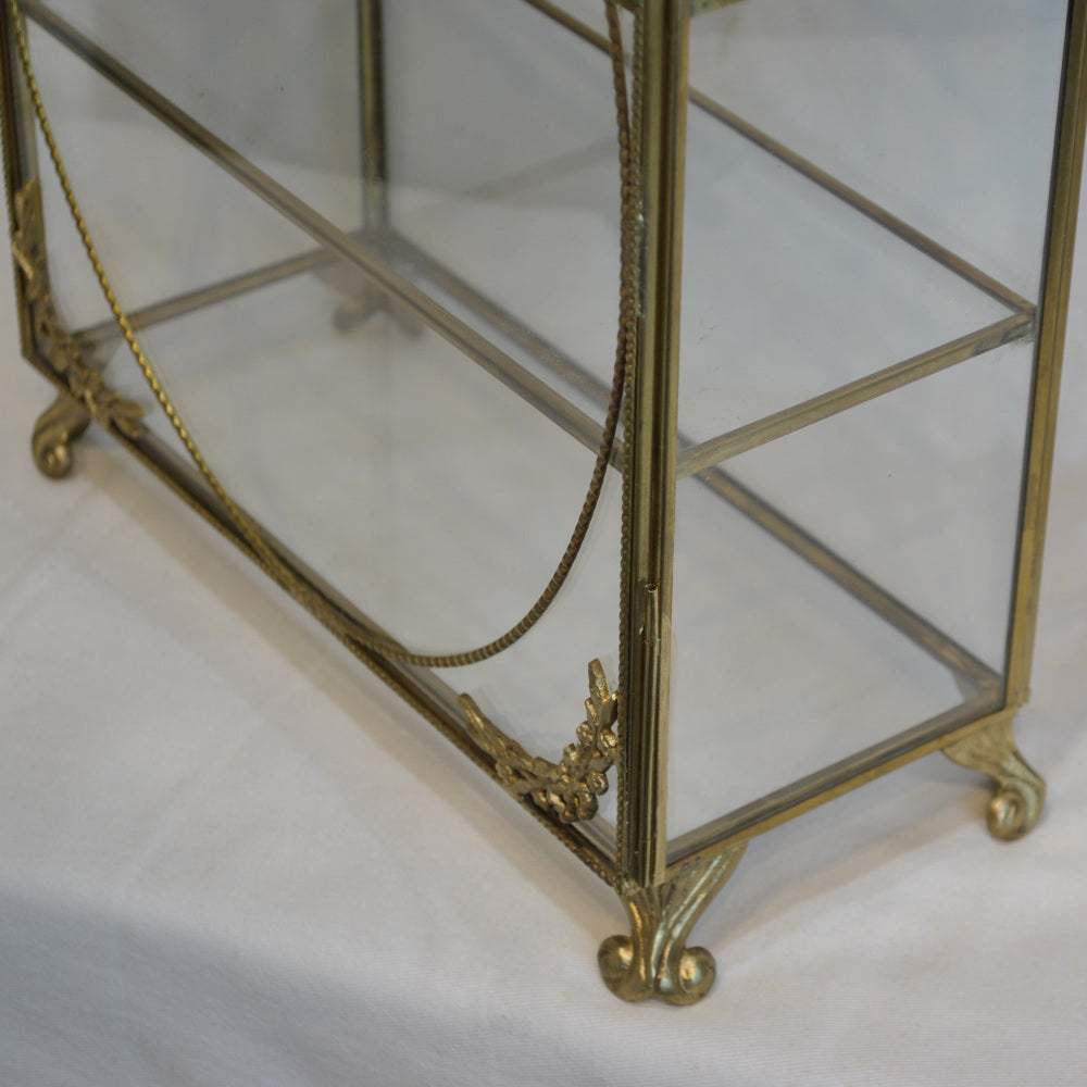 アクセサリーキャビネット キュリオケース 真鍮製 ガラスケース 3段キャビネット ガラスドアキャビネット アクセサリーケース ディスプレイキャビネット 7347075