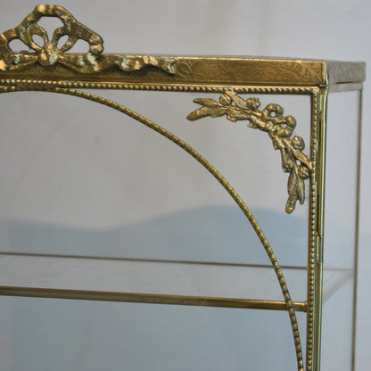 アクセサリーキャビネット キュリオケース 真鍮製 ガラスケース 3段キャビネット ガラスドアキャビネット アクセサリーケース ディスプレイキャビネット 7347075