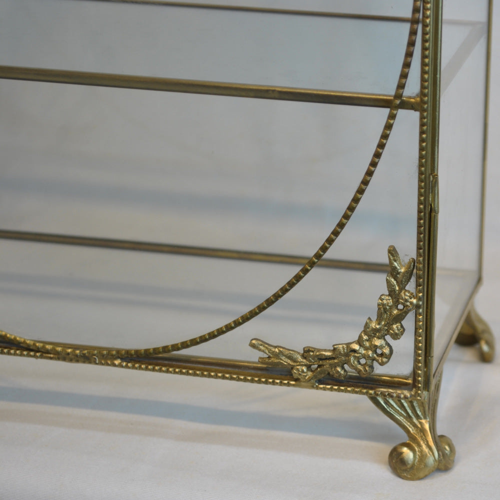 アクセサリーキャビネット キュリオケース 真鍮製 ガラスケース 3段キャビネット ガラスドアキャビネット アクセサリーケース ディスプレイキャビネット 7347075