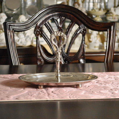 ハンドル付トレースタンド 雑貨 ケーキスタンド シルバー製プレート 1段プレート シルバー 1段トレー ディスプレイプレート クラシック アンティーク風 7347091