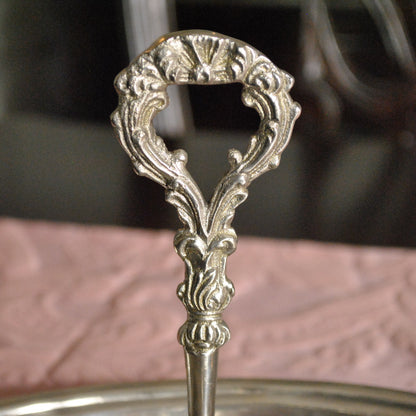 ハンドル付トレースタンド 雑貨 ケーキスタンド シルバー製プレート 1段プレート シルバー 1段トレー ディスプレイプレート クラシック アンティーク風 7347091