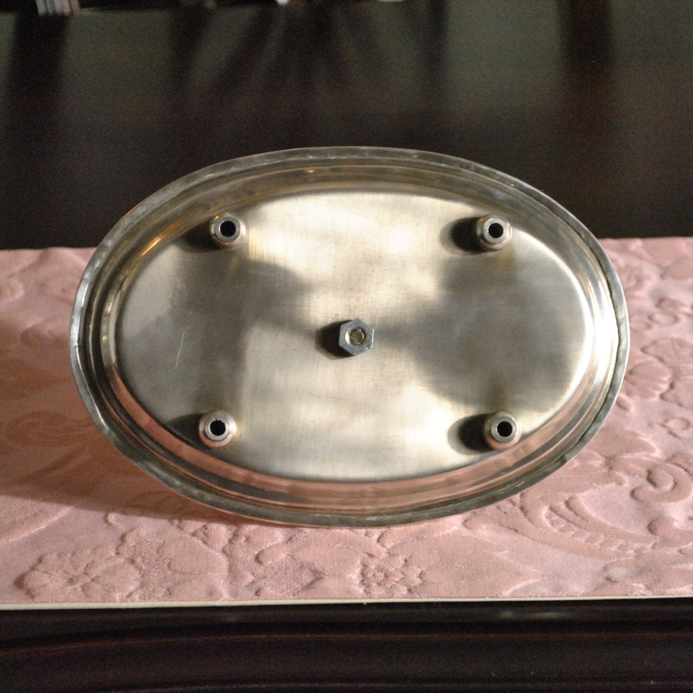 ハンドル付トレースタンド 雑貨 ケーキスタンド シルバー製プレート 1段プレート シルバー 1段トレー ディスプレイプレート クラシック アンティーク風 7347091