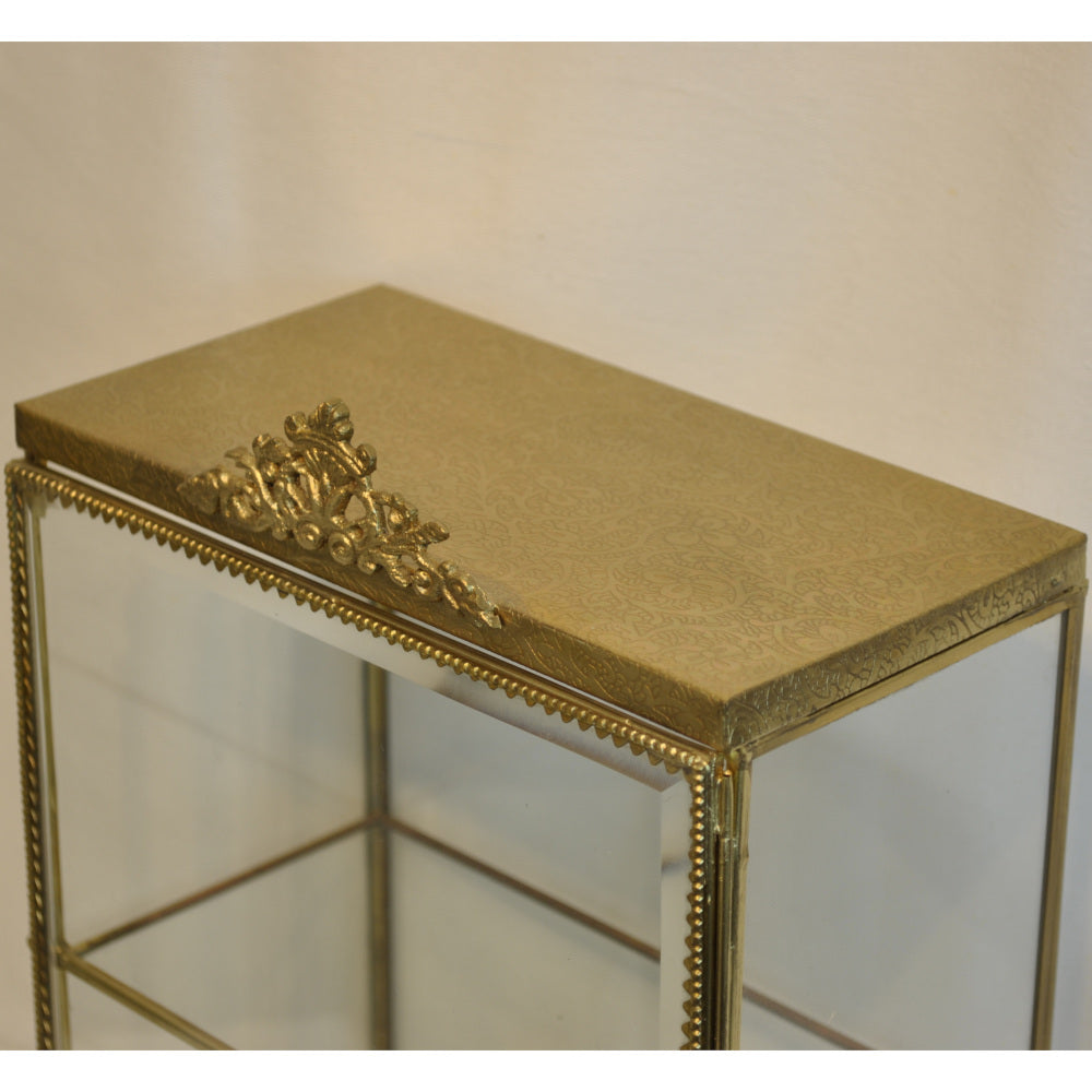 アクセサリーキャビネット キュリオケース 真鍮製 ガラスケース 2段キャビネット ガラスドアキャビネット アクセサリーケース ディスプレイキャビネット 7347092