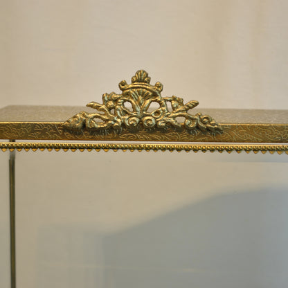 アクセサリーキャビネット キュリオケース 真鍮製 ガラスケース 2段キャビネット ガラスドアキャビネット アクセサリーケース ディスプレイキャビネット 7347092