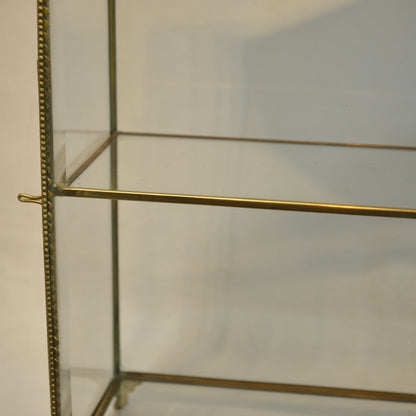 アクセサリーキャビネット キュリオケース 真鍮製 ガラスケース 2段キャビネット ガラスドアキャビネット アクセサリーケース ディスプレイキャビネット 7347092