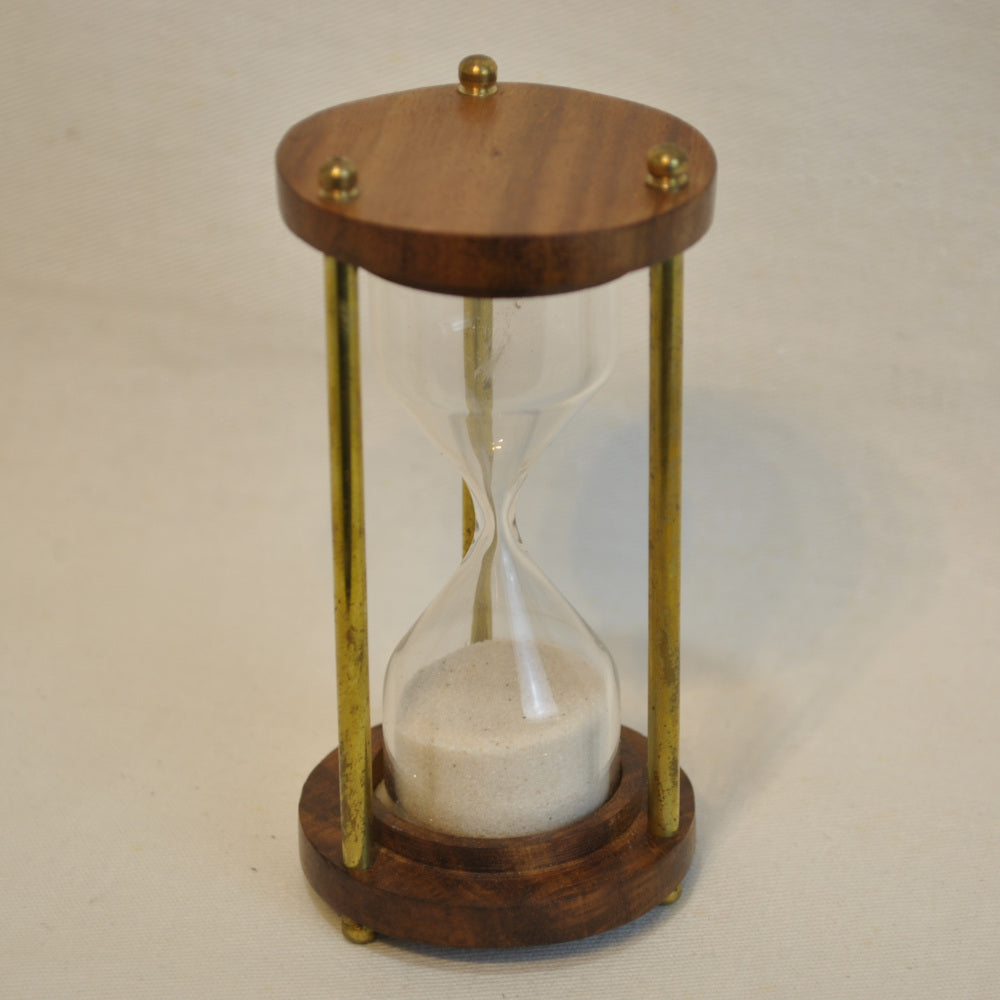 砂時計 時計 1分計 木製 真鍮製 雑貨 置き時計 インテリア時計 アンティーク風砂時計 真鍮雑貨 7382019