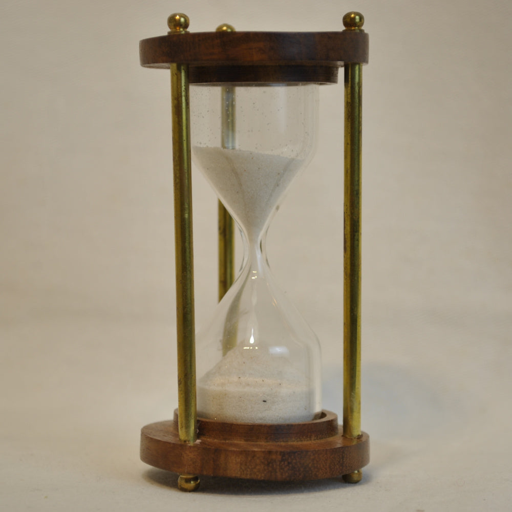 砂時計 時計 1分計 木製 真鍮製 雑貨 置き時計 インテリア時計 アンティーク風砂時計 真鍮雑貨 7382019