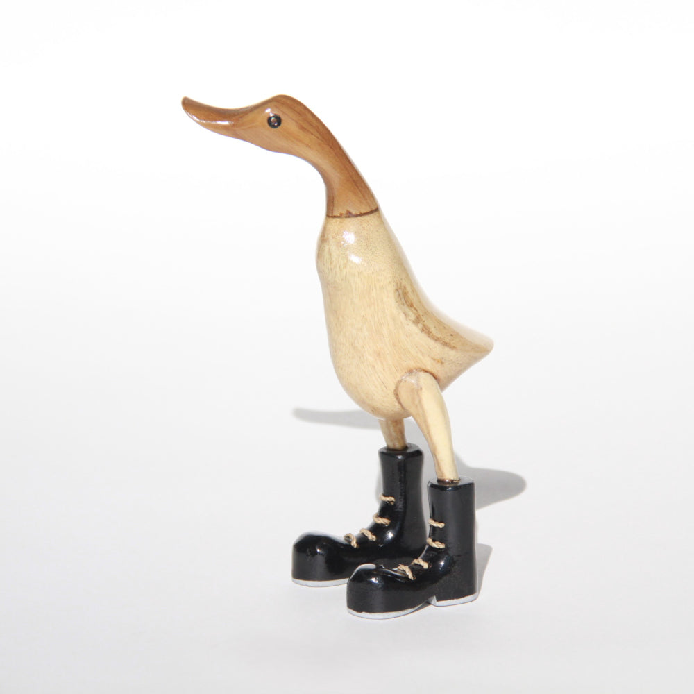 ダック カービング ブーツをはいたアヒル オブジェ デコイ バンブー彫り 置物 雑貨 インテリア雑貨 7386000